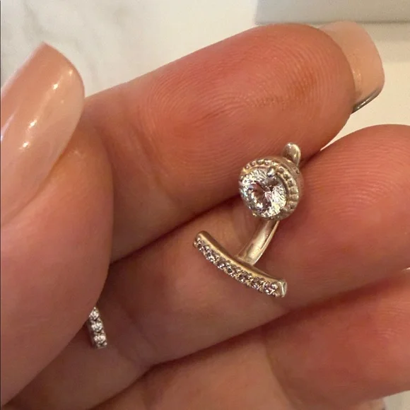 EUC Pandora Silver Earrings with Clear Stones - Picture 9 of 11